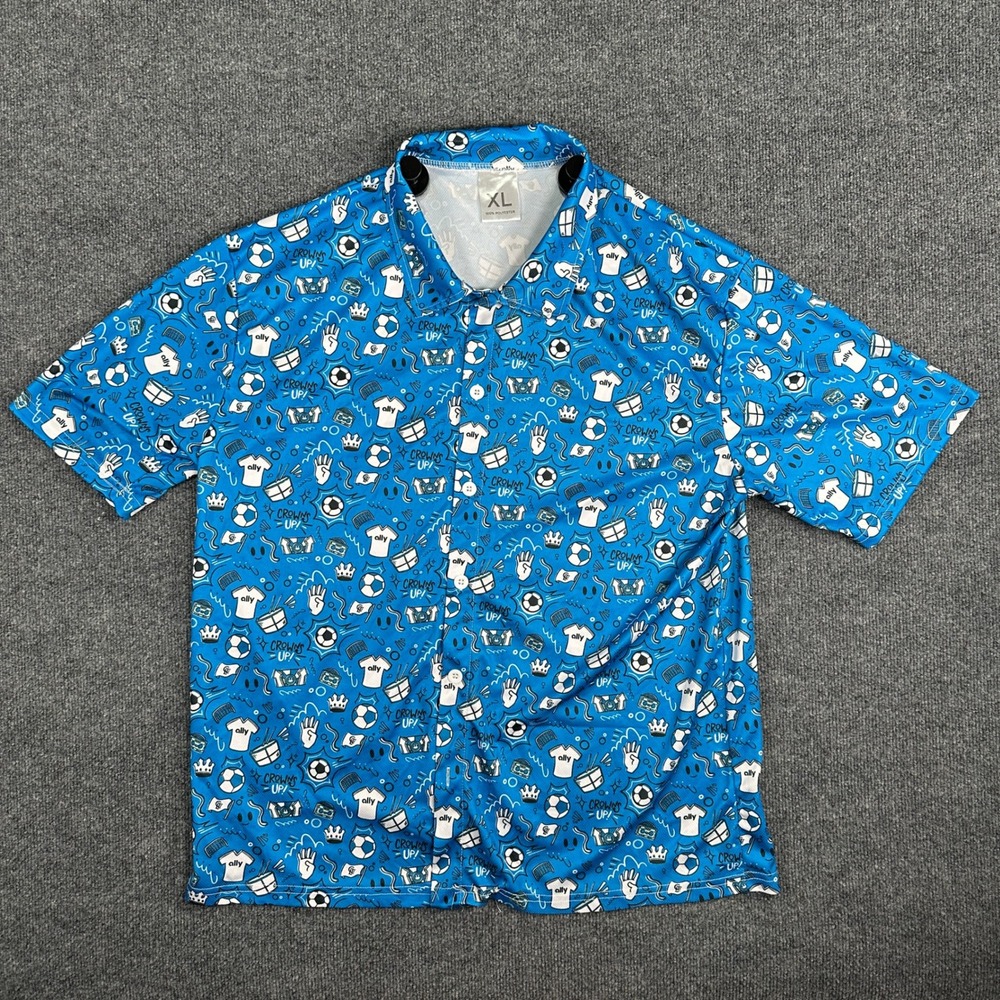 Charlotte FC MLS Soccer Hawaiian Shirt Men's Size XL Blue AOP SGA